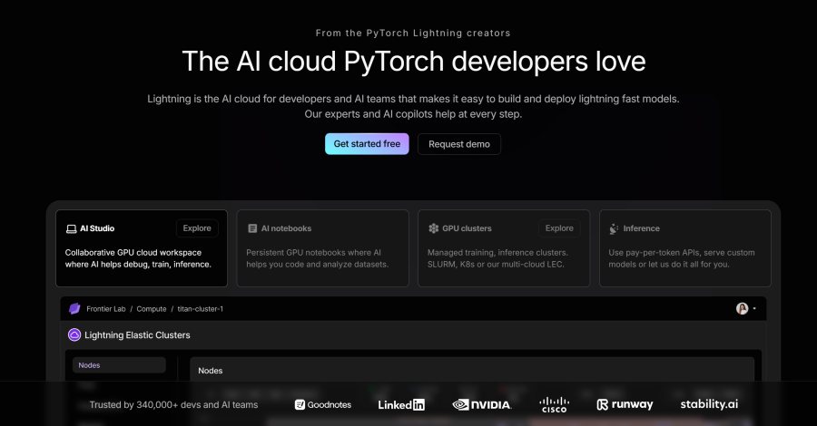 Screenshot of Lightning AI website